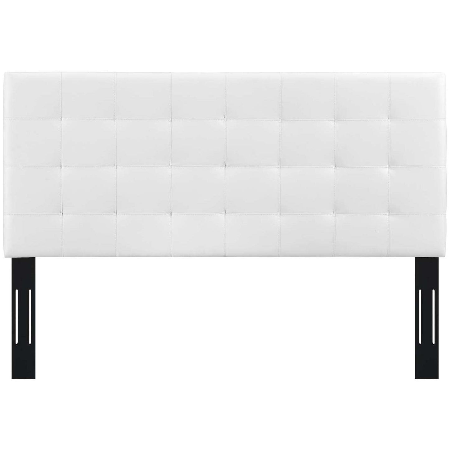 Bed | CasaFoyer Paisley Square-Patterned | Biscuit Tufted | Faux Leather Headboard - White | casafoyer.myshopify.com