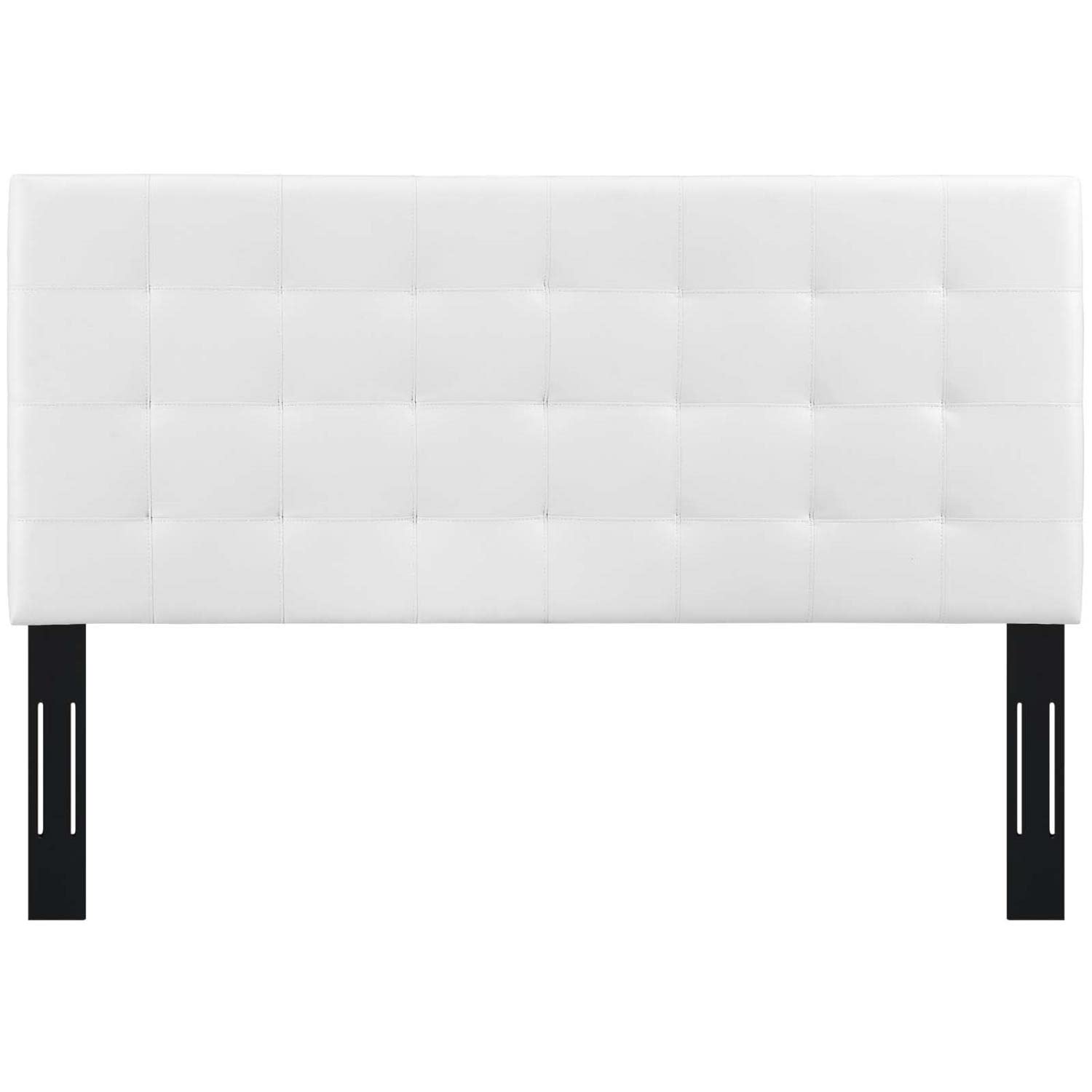 Bed | CasaFoyer Paisley Square-Patterned | Biscuit Tufted | Faux Leather Headboard - White | casafoyer.myshopify.com