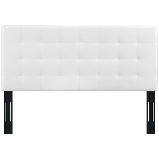 Bed | CasaFoyer Paisley Square-Patterned | Biscuit Tufted | Faux Leather Headboard - White | casafoyer.myshopify.com