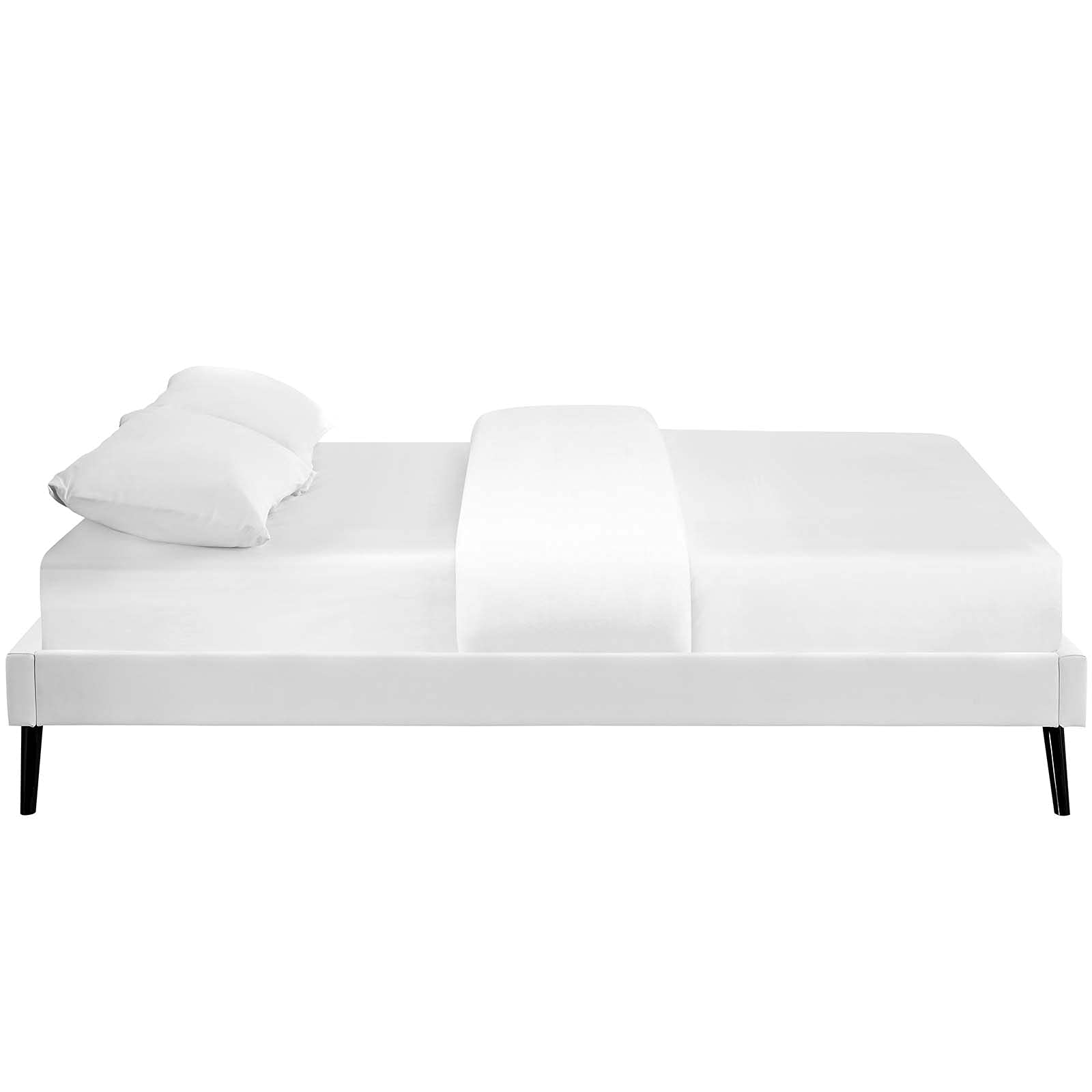 bed frames | CasaFoyer Loryn Platform Bed | Solid Wood Frame | Vinyl Upholstery | Tapered Legs | No Box Spring Needed | Compatible with Aveline Memory Foam Mattresses | Stylish Headboard Options | Ideal for Modern Bedrooms | casafoyer.myshopify.com