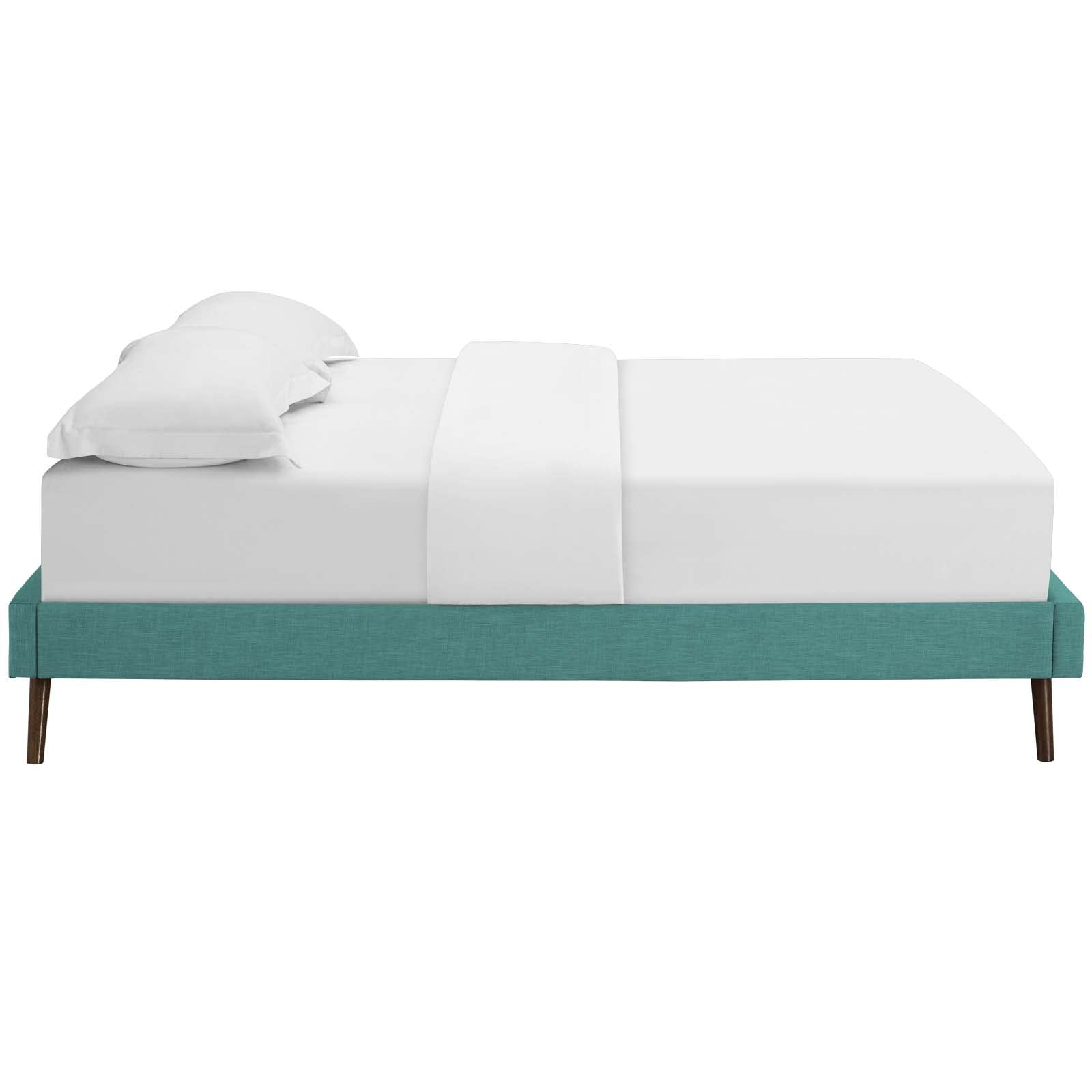 Bed | CasaFoyer  Loryn Platform Bed | Solid Wood Frame | Polyester Upholstery | Tapered Legs | No Box Spring Needed | Teal | casafoyer.myshopify.com