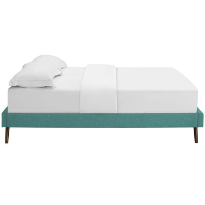 Bed | CasaFoyer  Loryn Platform Bed | Solid Wood Frame | Polyester Upholstery | Tapered Legs | No Box Spring Needed | Teal | casafoyer.myshopify.com