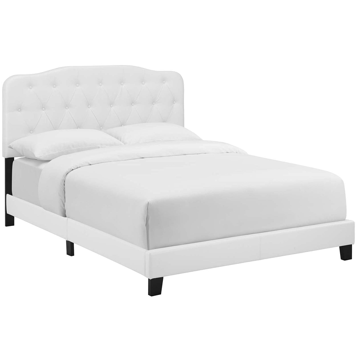 Bed | CasaFoyer Amelia Full Bed | Luxurious Faux Leather Upholstery | Button-Tufted Headboard | Sturdy Wood Construction | White | casafoyer.myshopify.com