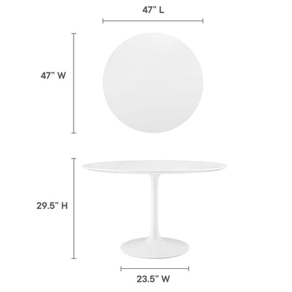 Dining Table | Lippa 47 Round Dining Table | Timeless Design | Organic Shape | Chip-Resistant Finish | Metal Tapered Base | White Top | casafoyer.myshopify.com