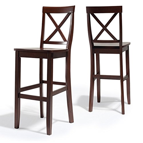 Dining Table | Solid Hardwood X-Back Bar Stool | 30 Seat Height | Elegant Design | Comfortable Contoured Seats | Ideal for 42 Dining or Pub Tables | Set of 2 | casafoyer.myshopify.com