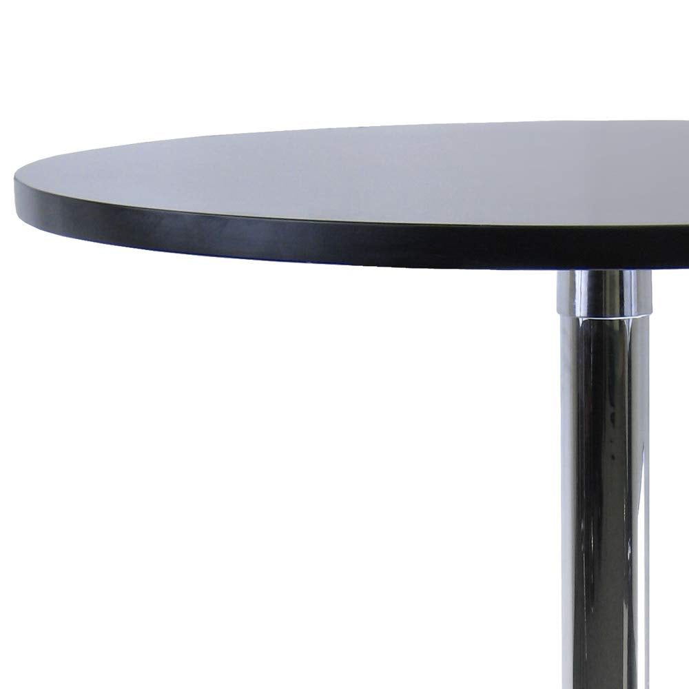 TABLE | CasaFoyer  Wood Spectrum Dining Table | Modern Style | Compact & Elegant | 28.7 Diameter | Sturdy Black Wood Top | Chrome-Plated Steel Base | 29.5 Height | 50lbs Weight Capacity | Easy Assembly | 60-Day Replacement | casafoyer.myshopify.com