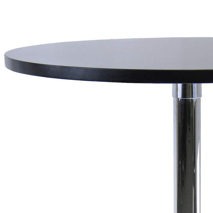 TABLE | CasaFoyer  Wood Spectrum Dining Table | Modern Style | Compact & Elegant | 28.7 Diameter | Sturdy Black Wood Top | Chrome-Plated Steel Base | 29.5 Height | 50lbs Weight Capacity | Easy Assembly | 60-Day Replacement | casafoyer.myshopify.com