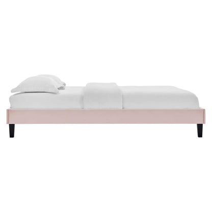 Bed | CasaFoyer Reign Performance Velvet Full Platform Bed Frame | Stain-Resistant | Luxurious Texture | No Box Spring Needed | Pink | casafoyer.myshopify.com