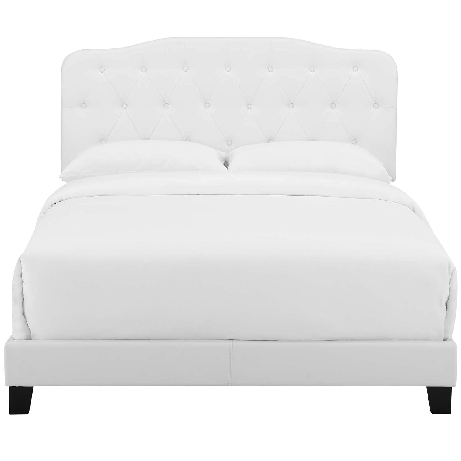 Bed | CasaFoyer Amelia Full Bed | Luxurious Faux Leather Upholstery | Button-Tufted Headboard | Sturdy Wood Construction | White | casafoyer.myshopify.com