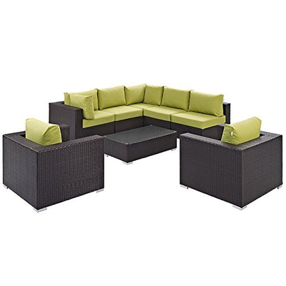 kitchen and dining room sets | CasaFoyer Convene Outdoor Sectional Set | Synthetic Rattan | All-Weather Cushions | Adjustable & Versatile | Patio Sofa, Coffee Table, Armless & Corner Sections | casafoyer.myshopify.com