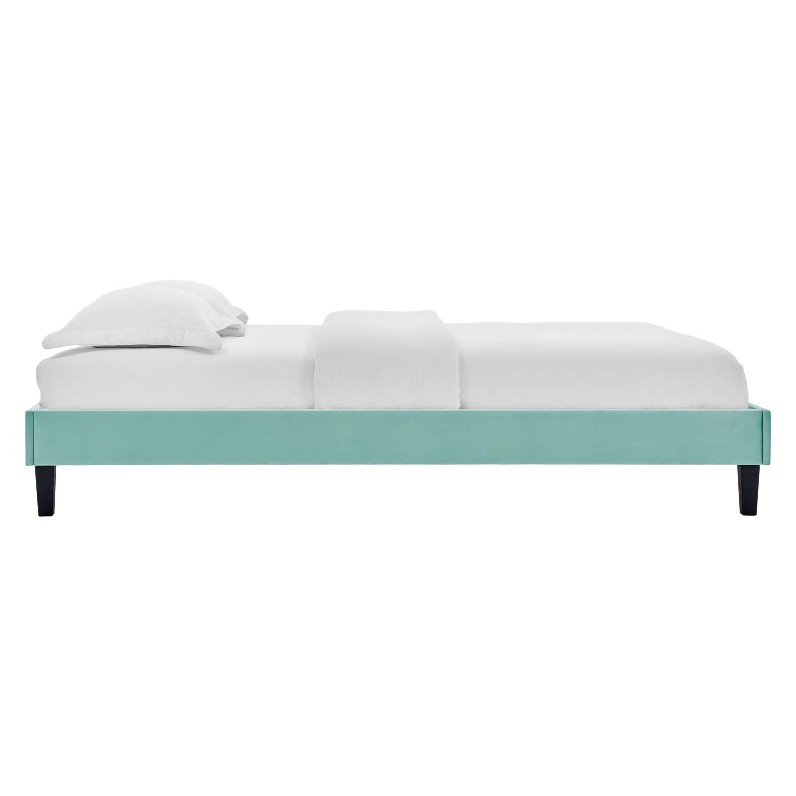 adjustable bed bases | CasaFoyer Reign Performance Velvet Queen Platform Bed Frame | Soft & Stain-Resistant Upholstery | Sturdy Side Rails | Tapered Black Wood Legs | 800 lbs Weight Capacity | Assembly Required | Mattress Not Included | casafoyer.myshopify.com