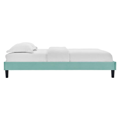 adjustable bed bases | CasaFoyer Reign Performance Velvet Full Platform Bed Frame | Elegant Stain-Resistant Design | Memory Foam Compatible | Mint | casafoyer.myshopify.com