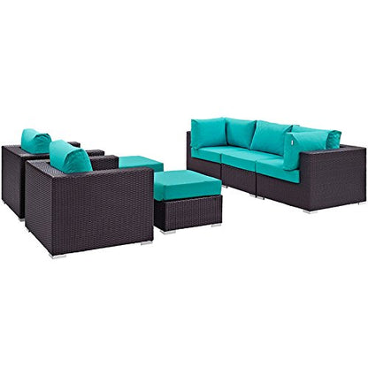 kitchen and dining room sets | CasaFoyer Convene Outdoor Sectional Set | Synthetic Rattan | Aluminum Frame | All-Weather Cushions | Patio, Backyard, Poolside Furniture | casafoyer.myshopify.com