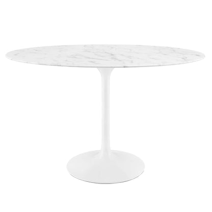 Dining Table | Lippa 48 Oval Artificial Marble Dining Table | Timeless Modern Design | Scratch & Chip Resistant Finish | Tapered Metal Base | casafoyer.myshopify.com