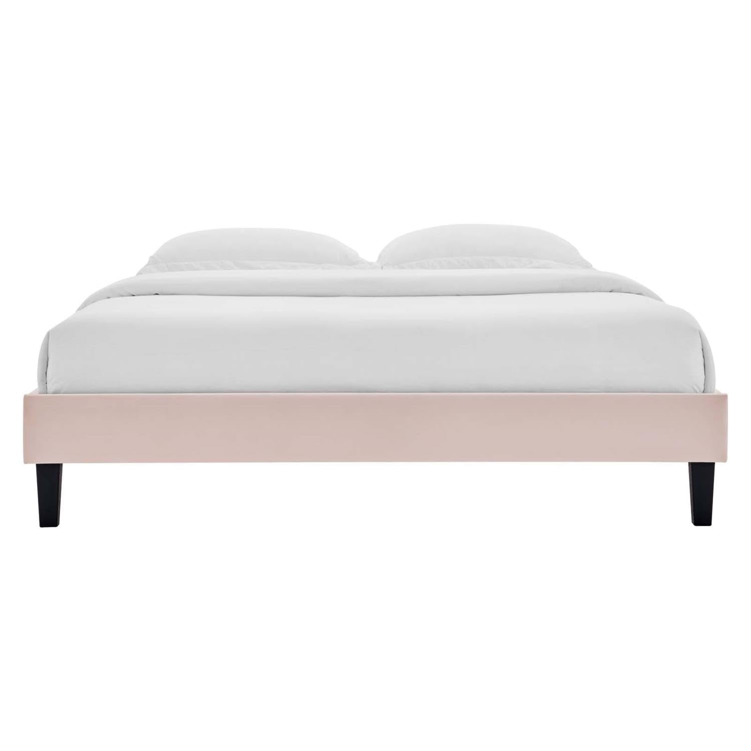Bed | CasaFoyer Reign Performance Velvet Twin Platform Bed Frame | Stain-Resistant Upholstered | Wood Legs | No Box Spring Needed | 800 lb Weight Capacity | casafoyer.myshopify.com