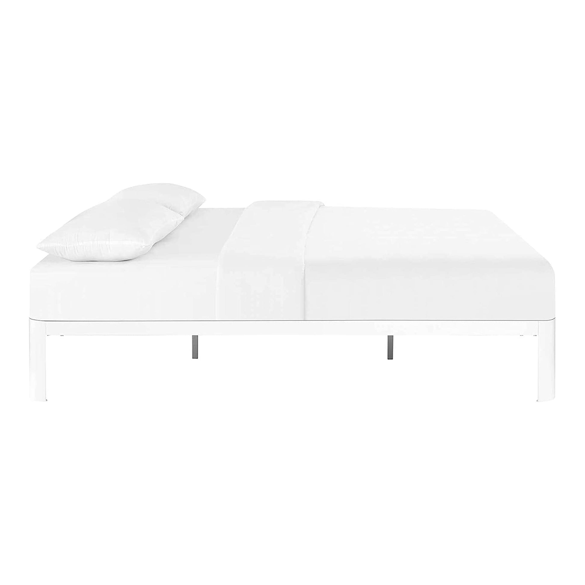 bed frames | CasaFoyer Corinne Queen Bed Frame | Sleek Design | Robust Steel Frame | Slatted Wood Support System | Fits Memory Foam, Spring, Latex, Hybrid Mattresses | Non-Marking Foot Pads | 1300 lbs Weight Capacity | White (Mattress Not Included) | casafoyer.myshopify.com