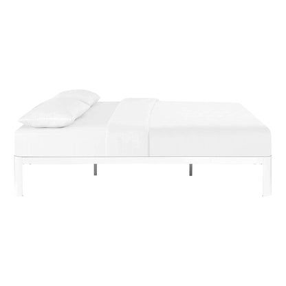 bed frames | CasaFoyer Corinne Queen Bed Frame | Sleek Design | Robust Steel Frame | Slatted Wood Support System | Fits Memory Foam, Spring, Latex, Hybrid Mattresses | Non-Marking Foot Pads | 1300 lbs Weight Capacity | White (Mattress Not Included) | casafoyer.myshopify.com