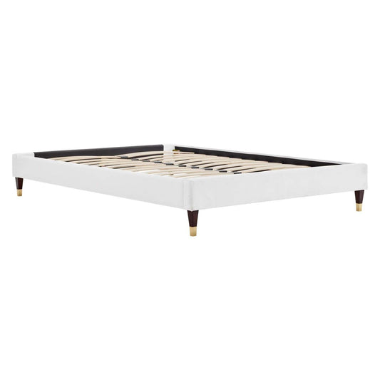 Bed | CasaFoyer Harlow Performance Velvet Twin Bed Frame | Elegant & Opulent | Sturdy Wood Legs | Gold Metal Sleeves | Stain-Resistant Velvet | Compatible with Various Mattress Types | Assembly Required | 800 lbs Weight Capacity | (White) | casafoyer.myshopify.com