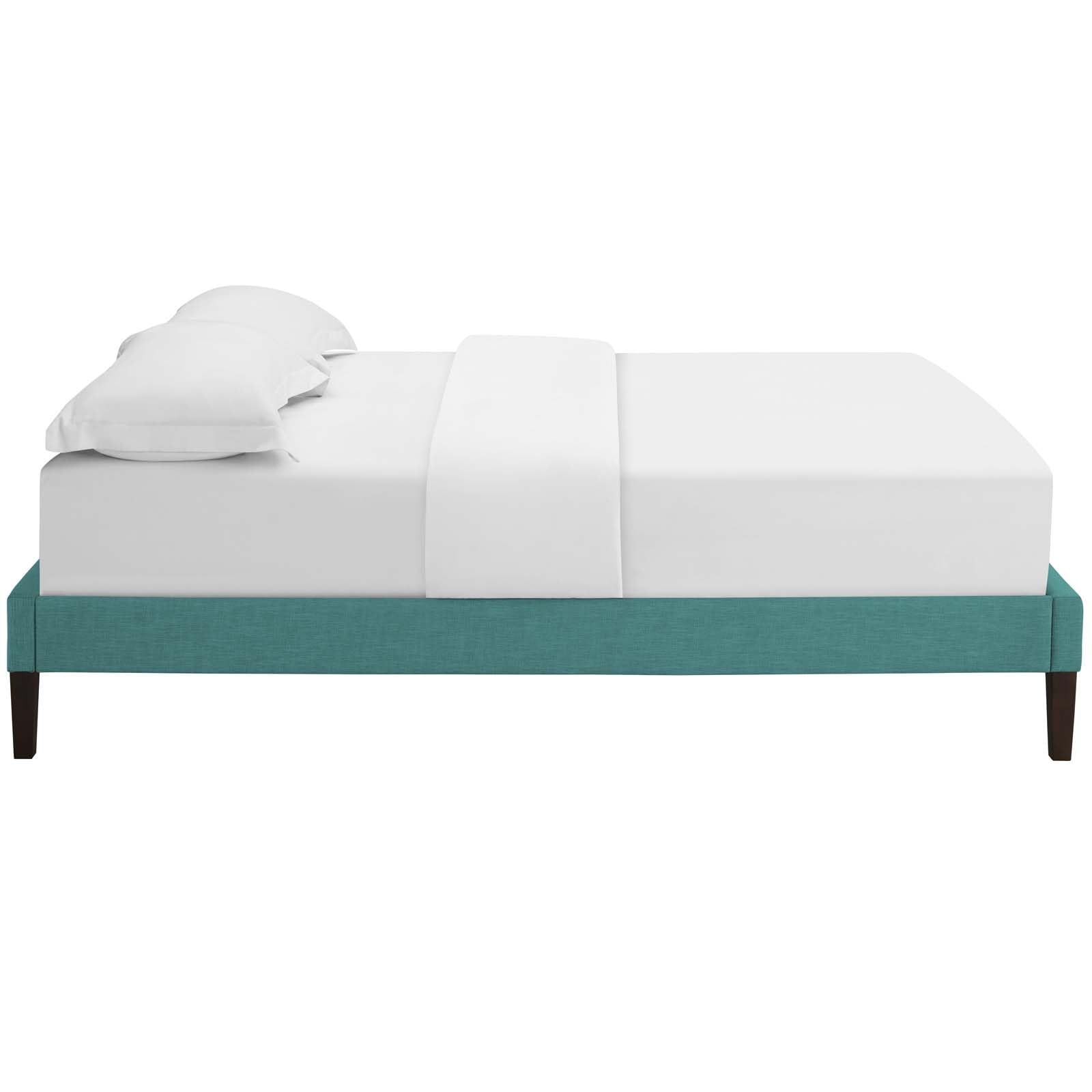 Bed | CasaFoyer  Tessie Platform Bed | Solid Wood Frame | Polyester Upholstery | Tapered Legs | Teal | No Box Spring Needed | Fits Memory Foam Mattresses | Ideal for Modern Bedrooms | Full Size | casafoyer.myshopify.com