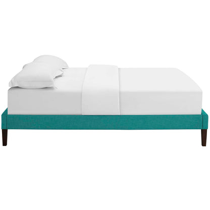 Bed | CasaFoyer  Tessie Platform Bed | Solid Wood Frame | Polyester Upholstery | Tapered Legs | Teal | No Box Spring Needed | Fits Memory Foam Mattresses | Ideal for Modern Bedrooms | Full Size | casafoyer.myshopify.com