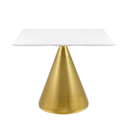 patio dining tables | CasaFoyer Tupelo 36 Square Dining Table | Modern Style | Mid-Century Charm | Polished Gold Base | Easy to Clean | Non-Marking Ring | White Coating | casafoyer.myshopify.com