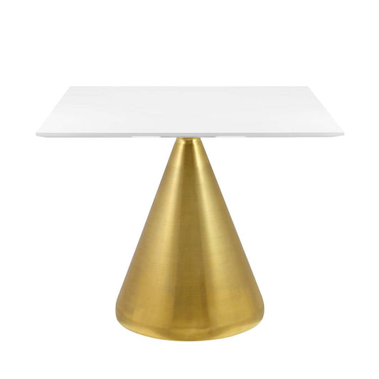 patio dining tables | CasaFoyer Tupelo 36 Square Dining Table | Modern Style | Mid-Century Charm | Polished Gold Base | Easy to Clean | Non-Marking Ring | White Coating | casafoyer.myshopify.com