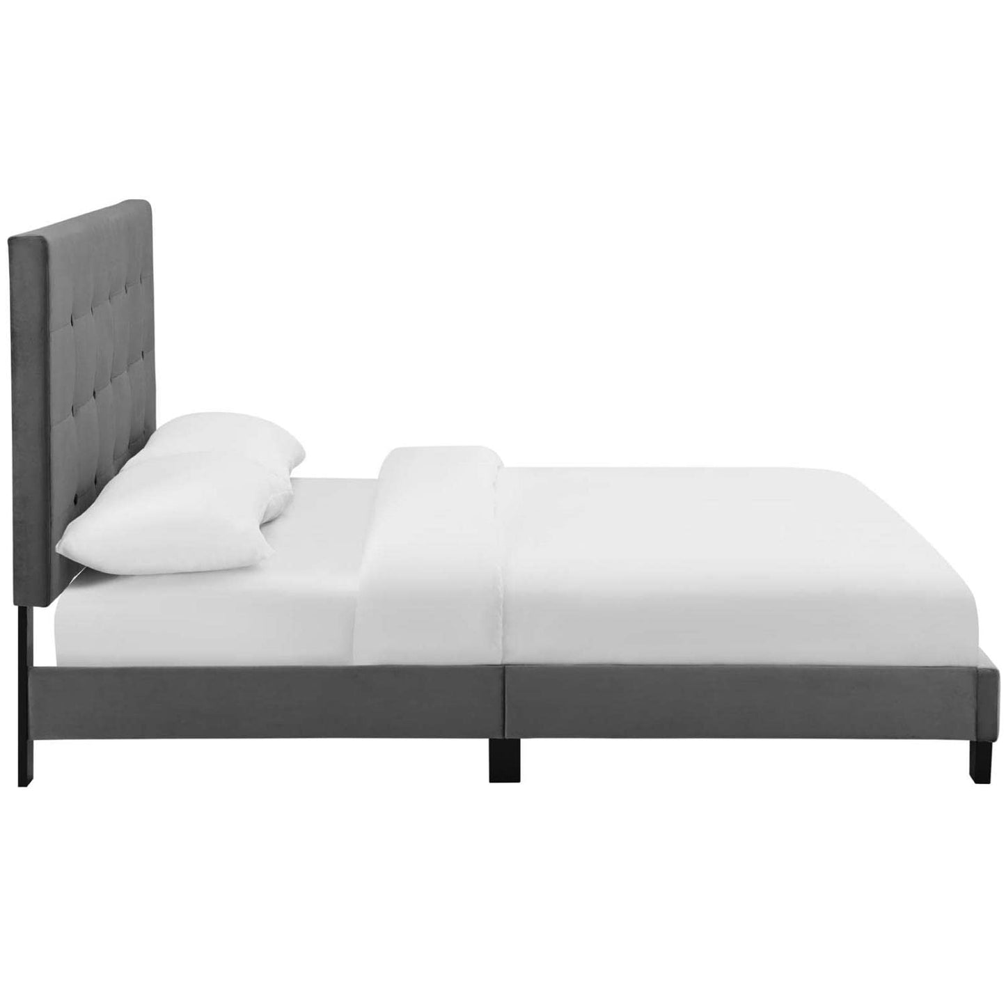 Bed | CasaFoyer Melanie King Platform Bed | Chic Design | Button Tufting | Stain-Resistant Velvet | Wood Frame | No Box Spring | Non-Marking Foot Caps | 800 lbs Capacity | casafoyer.myshopify.com