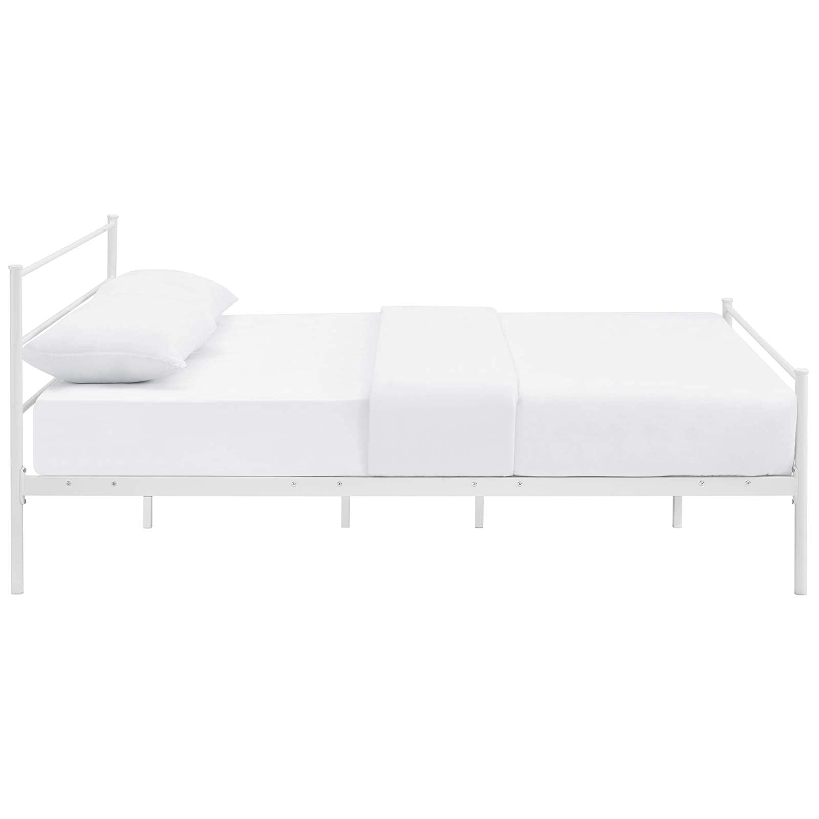 Bed | CasaFoyer Alina Platform Full Bed Frame | Rustic Charm | Sturdy Steel Frame | 1323 lbs Weight Capacity | No Box Spring Needed | Compatible with Memory Foam, Spring, Latex, Hybrid Mattresses | Mattress not included | casafoyer.myshopify.com