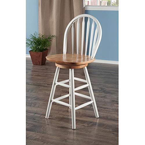 barstools | CasaFoyer  Wood Wagner 24 Arrow-back Windsor Stool | Classic Style | Clear Lacquer Finish | Solid Wood Construction | 220lbs Weight Capacity | Swivel Seat | Footrests | Assembly Required | Bar & Counter Height | 2 Finishes | 18W x 17D x 40H | 17.15lbs | casafoyer.myshopify.com