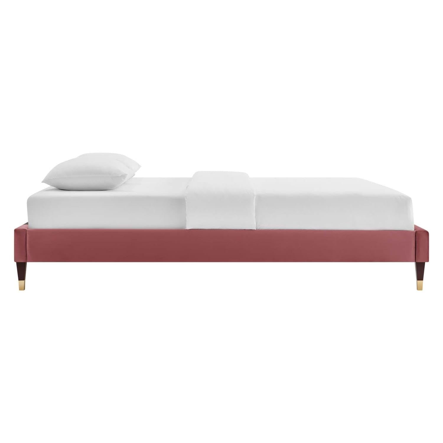 Bed | CasaFoyer Harlow Performance Velvet Twin Bed Frame | Wood Legs | Stain-Resistant Velvet Upholstery | Supports Memory Foam, Innerspring, Latex, Hybrid Mattresses | Assembly Required | 800 lbs Weight Capacity | casafoyer.myshopify.com