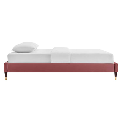 Bed | CasaFoyer Harlow Performance Velvet Twin Bed Frame | Wood Legs | Stain-Resistant Velvet Upholstery | Supports Memory Foam, Innerspring, Latex, Hybrid Mattresses | Assembly Required | 800 lbs Weight Capacity | casafoyer.myshopify.com