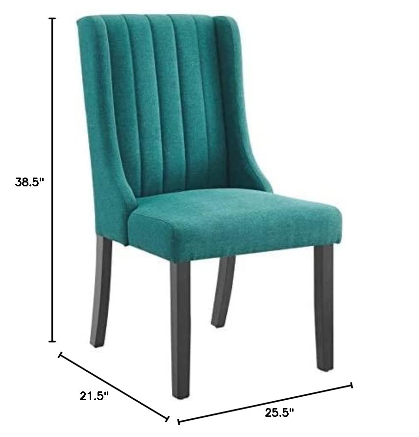 home office desk chairs | CasaFoyer Renew Fabric Dining Chairs - Set of 2 | Elegant Art Deco Style | Soft Upholstery & Channel Tufting | Durable Construction | Luxurious Seating | Black Legs with Floor Protection | Ideal for Dining, Kitchen, Living Room, Office | Teal | casafoyer.myshopify.com