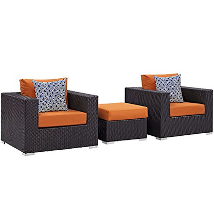 kitchen and dining room sets | CasaFoyer Convene Outdoor Sectional Set | Synthetic Rattan | Aluminum Frame | Weather-Resistant Cushions | Includes Ottoman & Armchairs | casafoyer.myshopify.com
