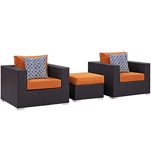 kitchen and dining room sets | CasaFoyer Convene Outdoor Sectional Set | Synthetic Rattan | Aluminum Frame | Weather-Resistant Cushions | Includes Ottoman & Armchairs | casafoyer.myshopify.com