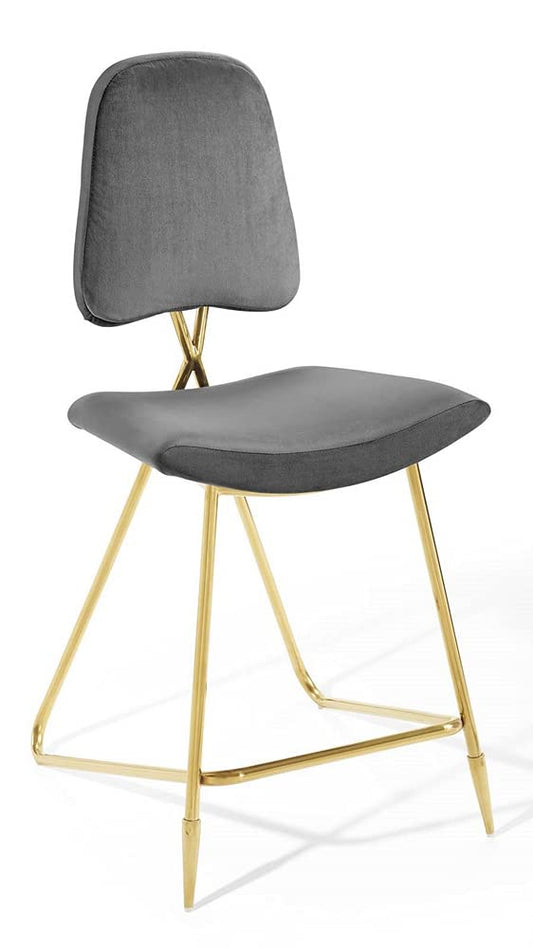 barstools | CasaFoyer Ponder Upholstered Performance Velvet Dining Room Counter Stool | Comfortable | Durable | Elegant | Gray | Supports up to 330 lbs | casafoyer.myshopify.com