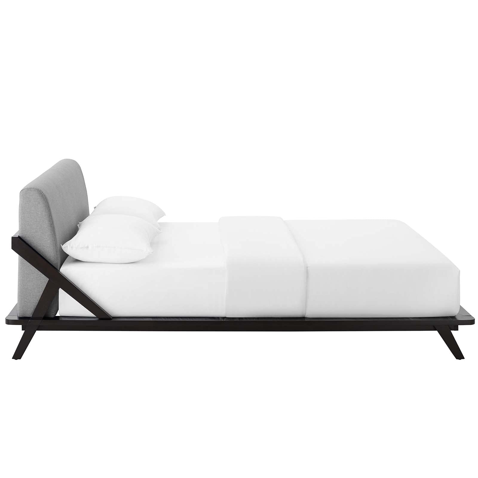 adjustable bed bases | CasaFoyer Luella Queen Platform Bed | Tranquil & Rejuvenating Nights | Premium Polyester Fabric | Solid Wood Frame | Slatted Wood Support | Sleek Mid-Century Design | Accommodates up to 800 lbs | Ideal for Master or Guest Bedroom | casafoyer.myshopify.com