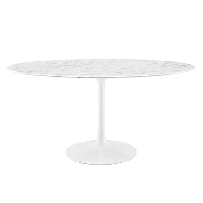 Dining Table | Lippa 60 Oval Marble Dining Table | Timeless Modern Design | Scratch Resistant Finish | Elegant & Contemporary | White | casafoyer.myshopify.com