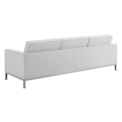 kitchen and dining room sets | CasaFoyer Loft 3 Piece Tufted Faux Leather Accent Set | Modern Design | Stainless Steel Frame | Silver Legs | 900 lbs Capacity | casafoyer.myshopify.com