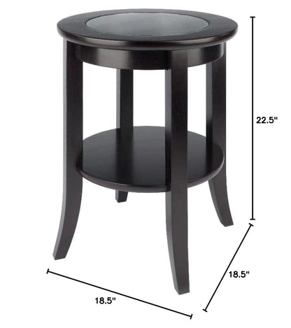 TABLE | Ergode Elegant Genoa Round End Table | Glass Inset | Shelf | 18.4W x 18.4D x 22.5H | Enhance Living Room Decor | casafoyer.myshopify.com