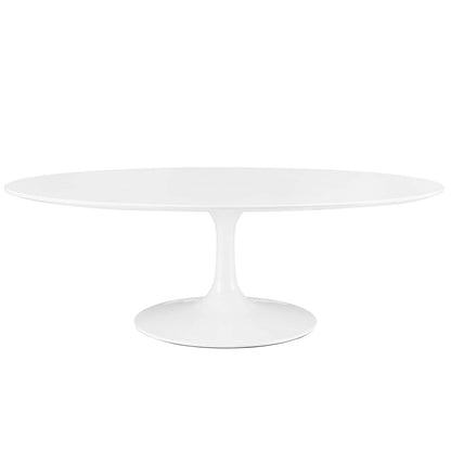 TABLE | Lippa 48 Oval-Shaped Coffee Table | Timeless Modern Design | White Wood Top | Tapered Metal Base | Elegant Centerpiece | casafoyer.myshopify.com