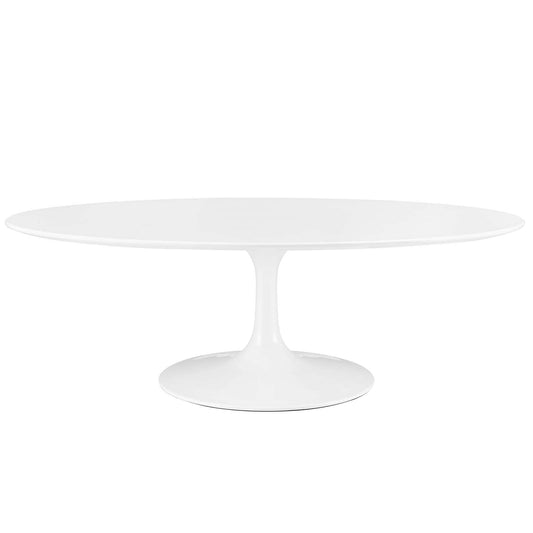 TABLE | Lippa 48 Oval-Shaped Coffee Table | Timeless Modern Design | White Wood Top | Tapered Metal Base | Elegant Centerpiece | casafoyer.myshopify.com