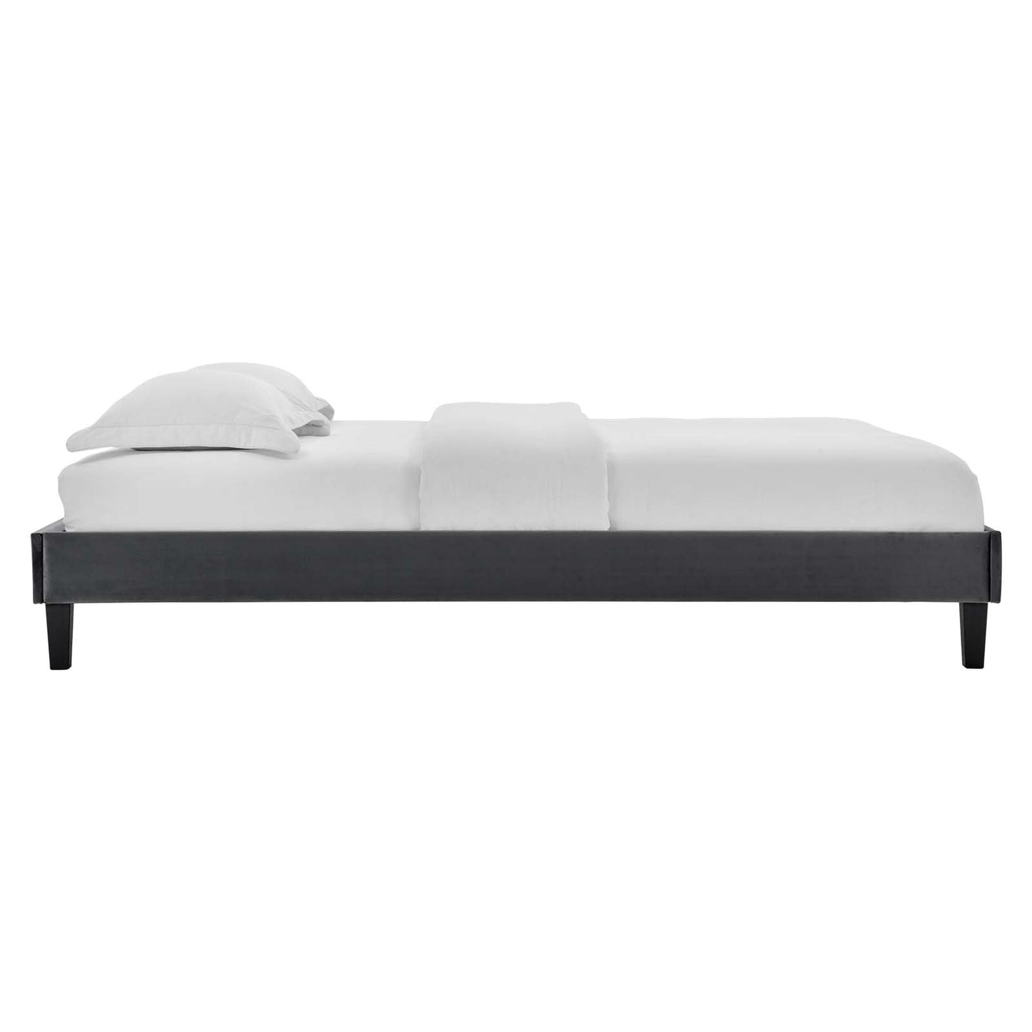 adjustable bed bases | CasaFoyer Reign King Performance Velvet Platform Bed Frame | Elegant Stain-Resistant Velvet | Sturdy Design | No Box Spring Needed | Supports Memory Foam, Latex, Innerspring, Hybrid Mattresses | Easy Assembly | 800 lb Weight Capacity | Charcoal | casafoyer.myshopify.com