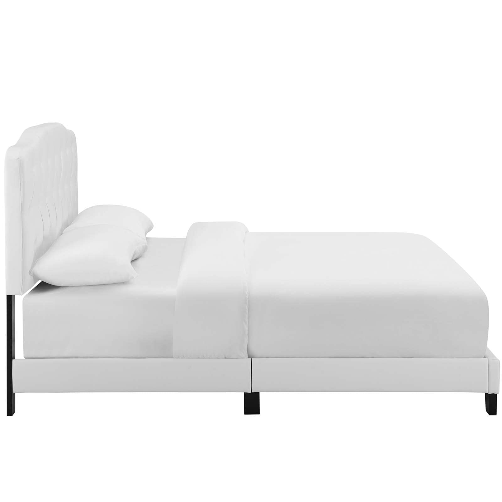 Bed | CasaFoyer Amelia Full Bed | Luxurious Faux Leather Upholstery | Button-Tufted Headboard | Sturdy Wood Construction | White | casafoyer.myshopify.com