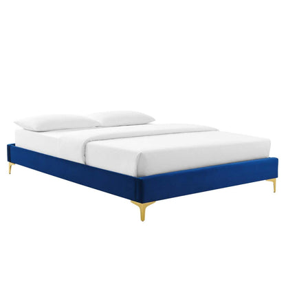 bed frames | CasaFoyer Sutton Performance Velvet King Bed Frame | Stain-Resistant | Durable | Supports Memory Foam, Innerspring, Latex, and Hybrid Mattresses | No Box Spring Needed | Gold Metal Legs | 1600 lbs Weight Capacity | Assembly Required | Navy | casafoyer.myshopify.com
