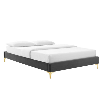 bed frames | CasaFoyer Sutton Performance Velvet Full Bed Frame | Stain-Resistant | No Box Spring Needed | Gold Metal Legs | 800 lbs Weight Capacity | casafoyer.myshopify.com
