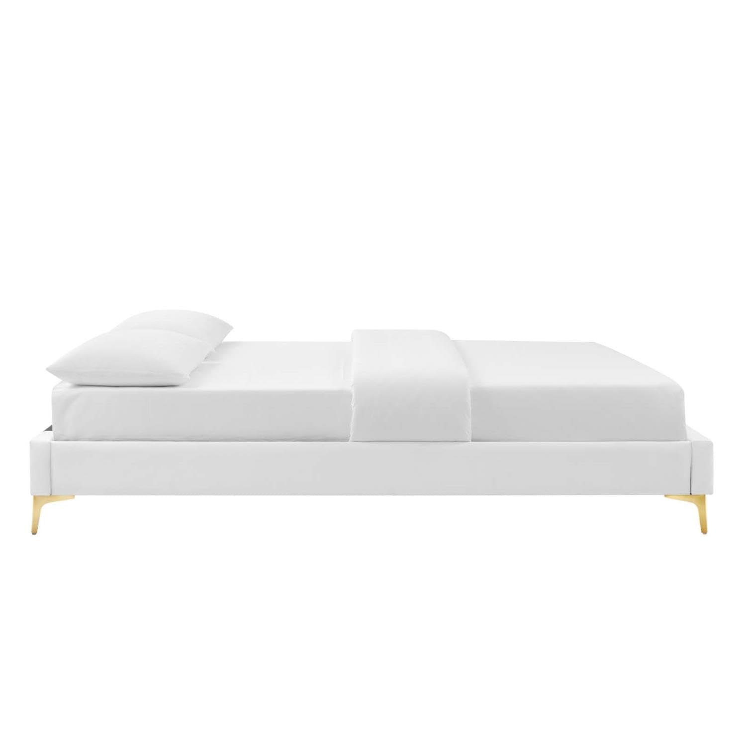 bed frames | CasaFoyer Sutton Performance Velvet Queen Bed Frame | Stain-Resistant | Durable | Supports Memory Foam, Innerspring, Latex, Hybrid Mattresses | Gold Metal Legs | Reinforced Center Beam | Assembly Required | 800 lbs Weight Capacity | casafoyer.myshopify.com