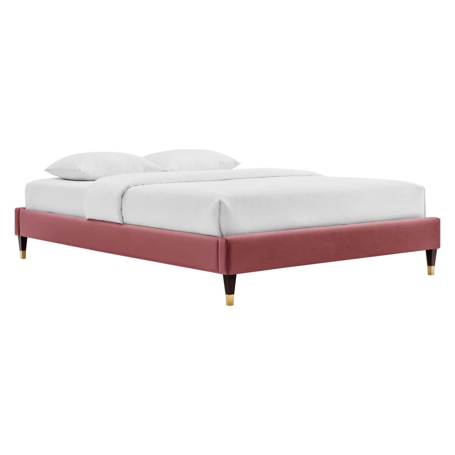Bed | CasaFoyer Harlow Performance Velvet Twin Bed Frame | Wood Legs | Stain-Resistant Velvet Upholstery | Supports Memory Foam, Innerspring, Latex, Hybrid Mattresses | Assembly Required | 800 lbs Weight Capacity | casafoyer.myshopify.com