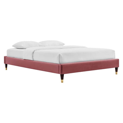 Bed | CasaFoyer Harlow Performance Velvet Twin Bed Frame | Wood Legs | Stain-Resistant Velvet Upholstery | Supports Memory Foam, Innerspring, Latex, Hybrid Mattresses | Assembly Required | 800 lbs Weight Capacity | casafoyer.myshopify.com