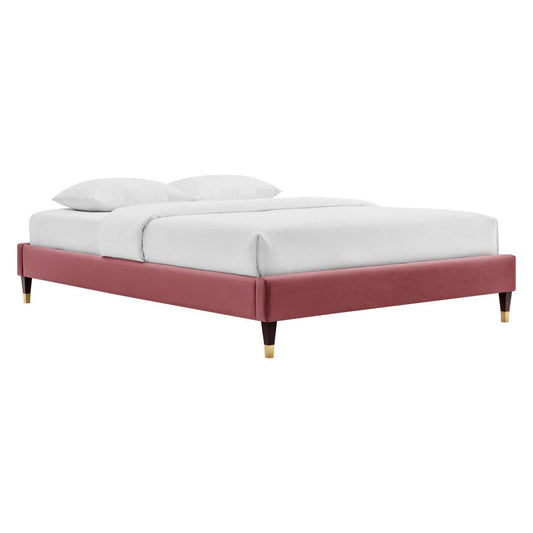 Bed | CasaFoyer Harlow Performance Velvet Twin Bed Frame | Wood Legs | Stain-Resistant Velvet Upholstery | Supports Memory Foam, Innerspring, Latex, Hybrid Mattresses | Assembly Required | 800 lbs Weight Capacity | casafoyer.myshopify.com