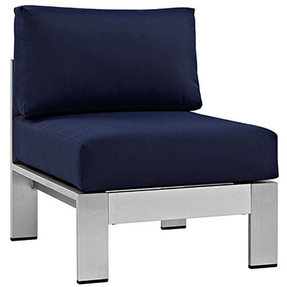 kitchen and dining room sets | CasaFoyer Shore Outdoor Patio Collection | Durable Aluminum Sectional Sofa Set | Resilient Fabric Canvas | Includes Coffee Table | Silver Navy | casafoyer.myshopify.com